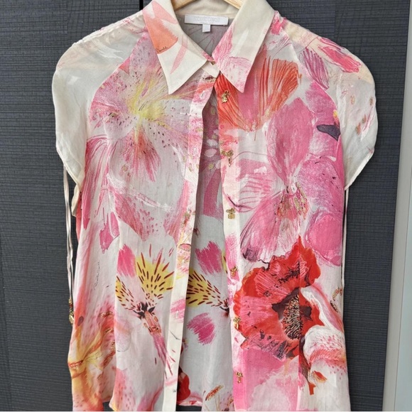 Roberto Cavalli Tops - Roberto Cavalli Pink and Red Floral Blouse